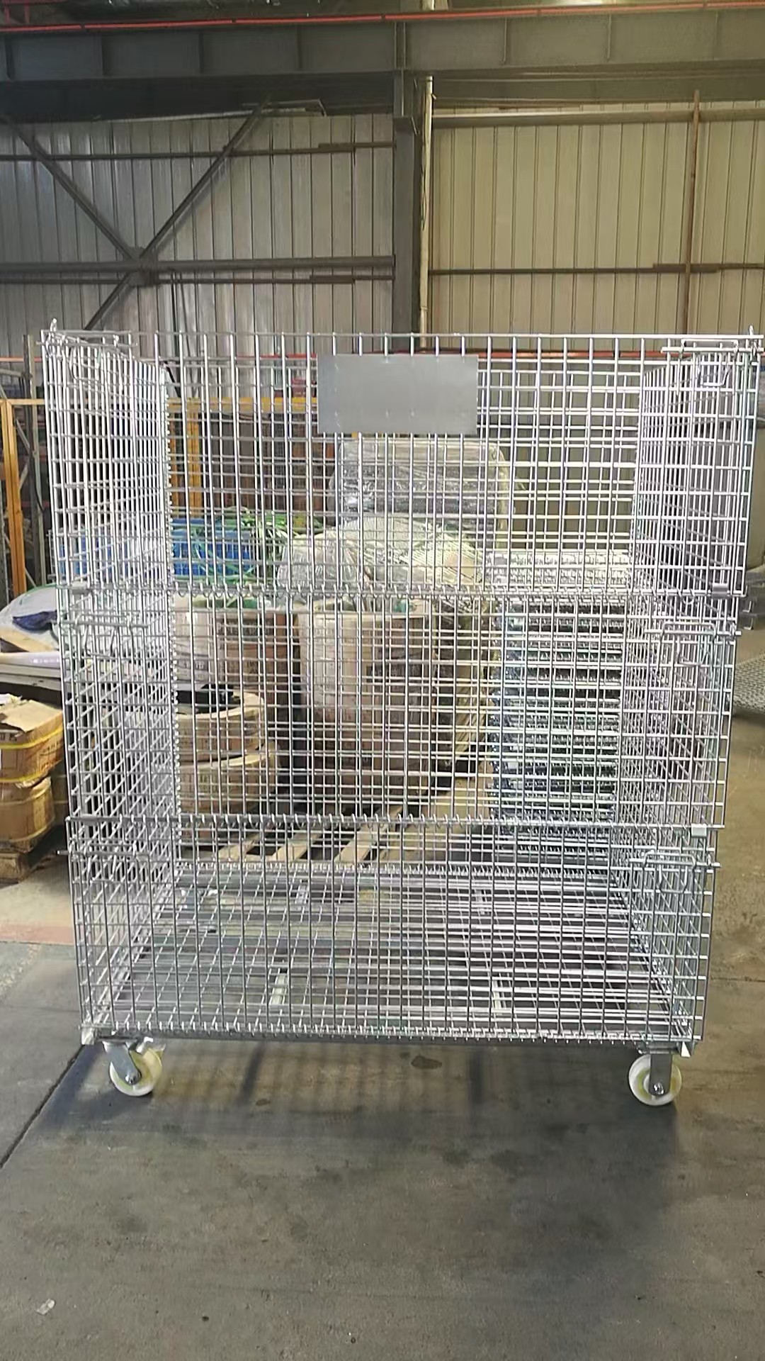 泰州仓储笼--吊装带用仓储笼--装纺织品带脚轮仓储笼--同诺仓储笼厂家--可定制专用车间移动周转铁笼.jpg