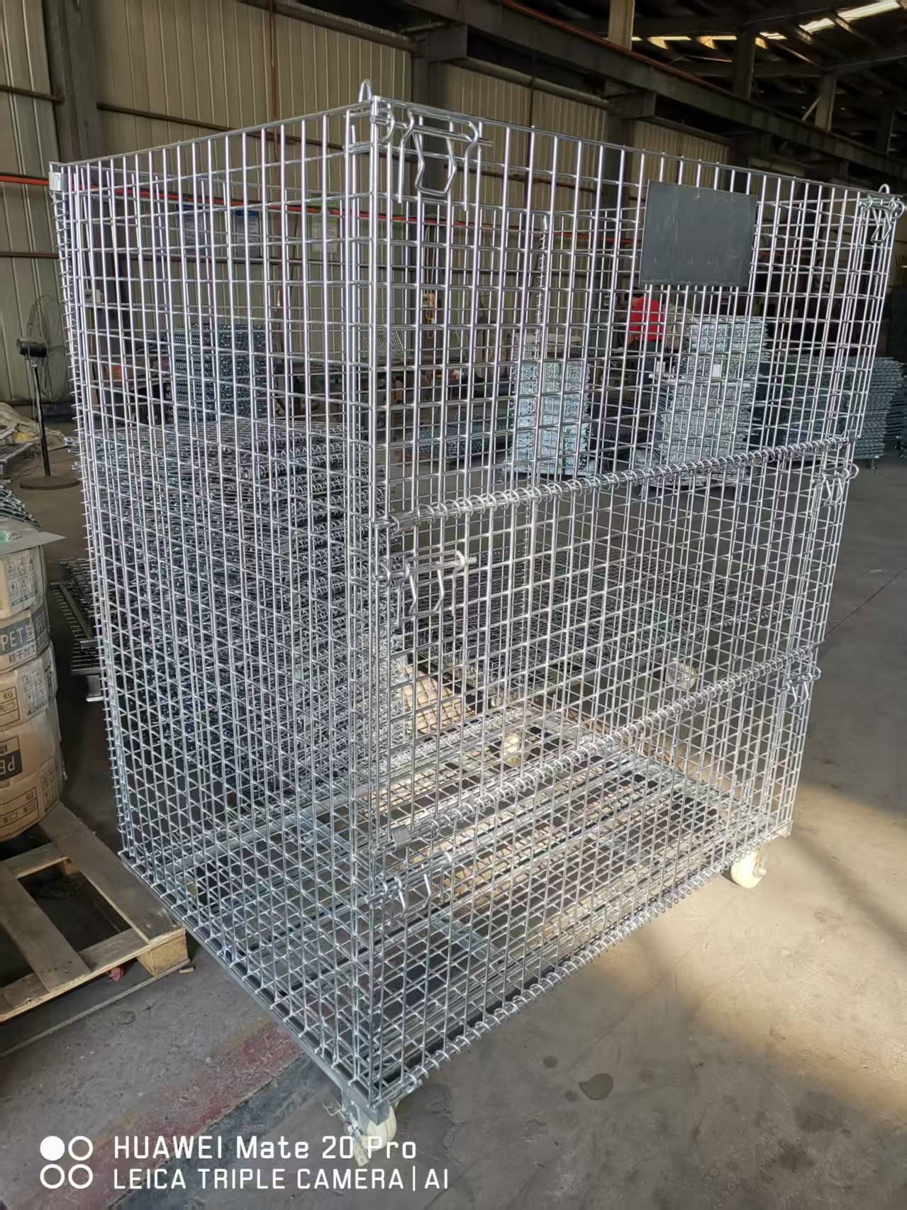 泰州仓储笼--吊装带用仓储笼--装纺织品带脚轮仓储笼--同诺仓储笼厂家--可定制专用车间移动周转铁笼.jpg